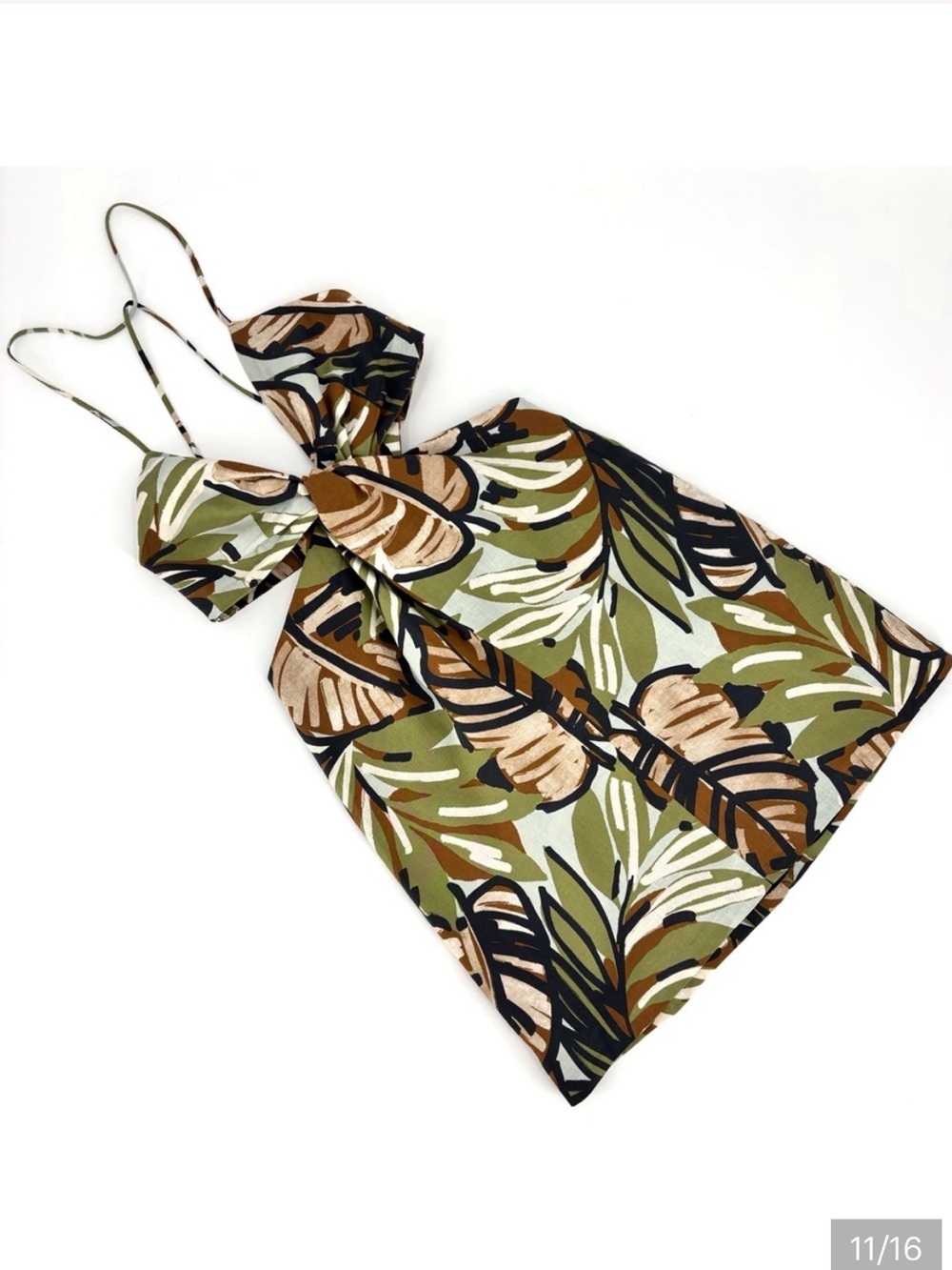 Zara NWOT Floral Print Linen Blend Strappy Sleeveless Cutout Mini Dress, Small - Picture 7 of 9